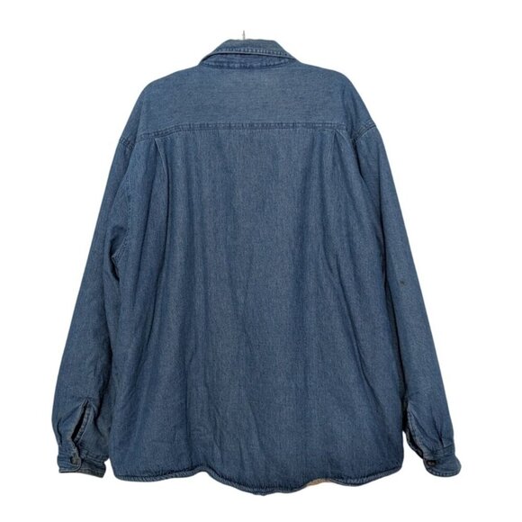 Wrangler Sherpa Lined Denim Shacket Shirt Mens Size XL Blue Western Button Front - Picture 7 of 12
